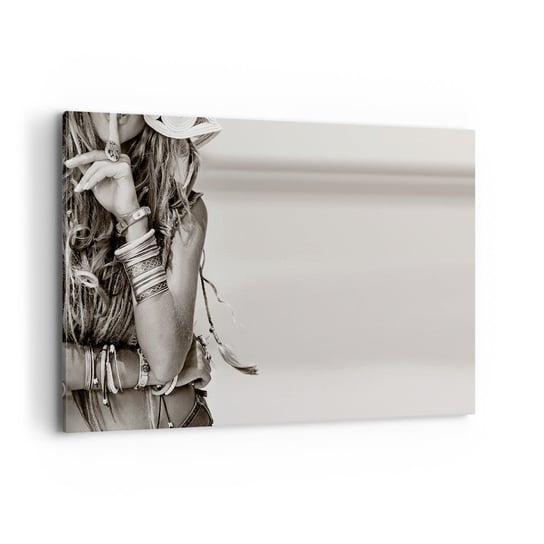 Obraz na płótnie - Jak to dziewczyna - 120x80cm - Kobieta Boho Vintage - Nowoczesny obraz na ścianę do salonu do sypialni ARTTOR ARTTOR