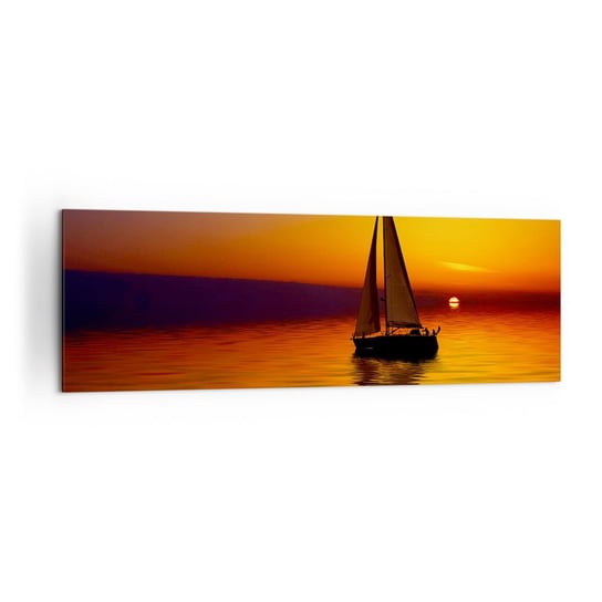 Obraz na płótnie - Jak tu cicho o zmierzchu… - 160x50cm - Żaglówka Zachód Słońca Morze - Nowoczesny foto obraz w ramie do salonu do sypialni ARTTOR ARTTOR