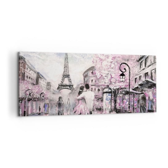 Obraz na płótnie - Jak zakochac się, to tylko w… - 120x50cm - Miasto Wieża Eiffla Paryż - Nowoczesny obraz na ścianę do salonu do sypialni ARTTOR ARTTOR