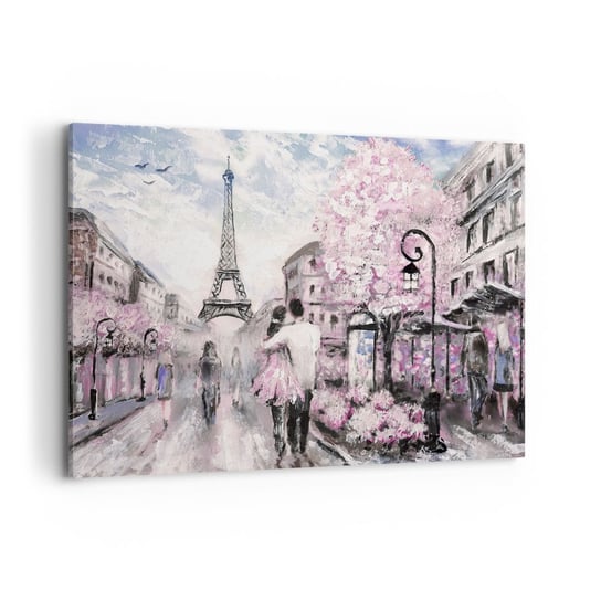 Obraz na płótnie - Jak zakochac się, to tylko w… - 120x80cm - Miasto Wieża Eiffla Paryż - Nowoczesny obraz na ścianę do salonu do sypialni ARTTOR ARTTOR