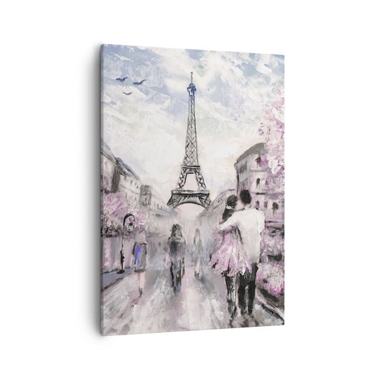 Obraz na płótnie - Jak zakochac się, to tylko w… - 50x70cm - Miasto Wieża Eiffla Paryż - Nowoczesny Canvas obraz do salonu do sypialni ARTTOR ARTTOR