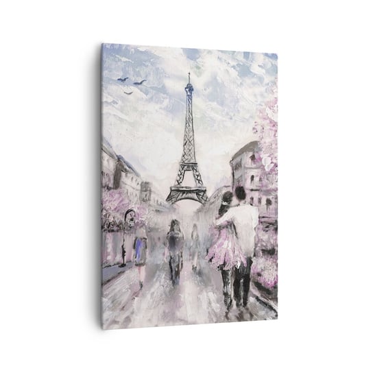 Obraz na płótnie - Jak zakochac się, to tylko w… - 70x100cm - Miasto Wieża Eiffla Paryż - Nowoczesny foto obraz w ramie do salonu do sypialni ARTTOR ARTTOR