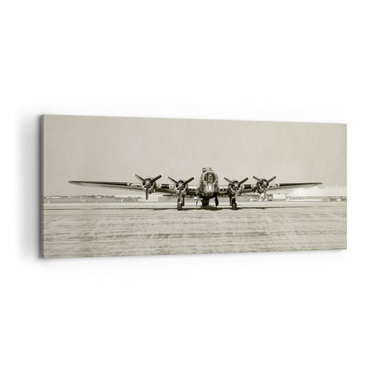 Obraz na płótnie - Jak zawsze gotowy - 100x40cm - Samolot Wojskowy Lotnisko Bombowiec - Nowoczesny foto obraz w ramie do salonu do sypialni ARTTOR ARTTOR
