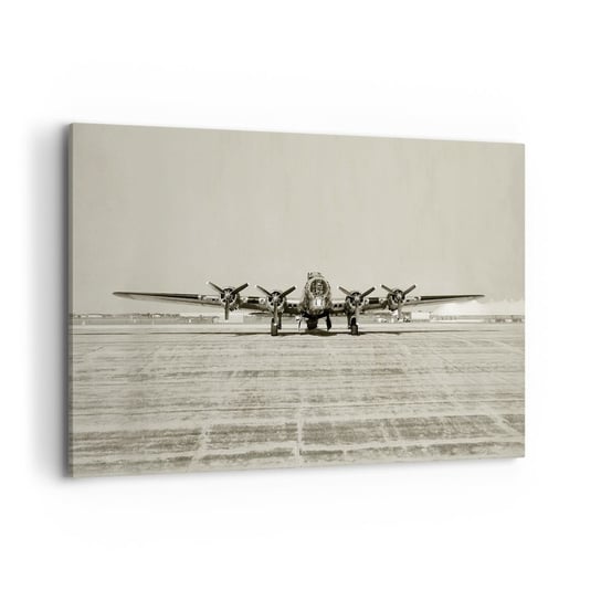 Obraz na płótnie - Jak zawsze gotowy - 120x80cm - Samolot Wojskowy Lotnisko Bombowiec - Nowoczesny obraz na ścianę do salonu do sypialni ARTTOR ARTTOR