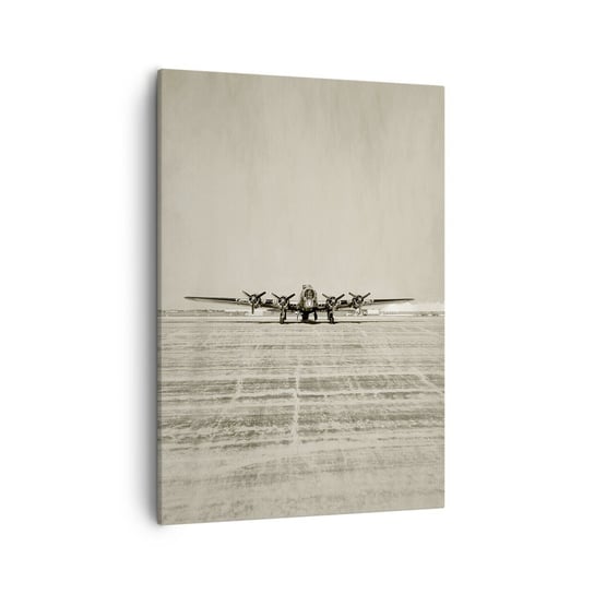 Obraz na płótnie - Jak zawsze gotowy - 50x70cm - Samolot Wojskowy Lotnisko Bombowiec - Nowoczesny Canvas obraz do salonu do sypialni ARTTOR ARTTOR