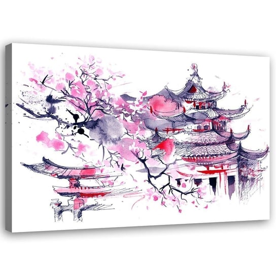 Obraz na płótnie, Japonia pagoda akwarela - 120x80 Inna marka