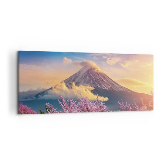 Obraz na płótnie - Japońska świętość - 120x50cm - Krajobraz Fudżi Wulkan - Nowoczesny obraz na ścianę do salonu do sypialni ARTTOR ARTTOR
