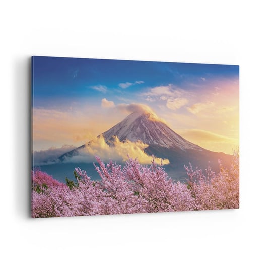 Obraz na płótnie - Japońska świętość - 120x80cm - Krajobraz Fudżi Wulkan - Nowoczesny obraz na ścianę do salonu do sypialni ARTTOR ARTTOR