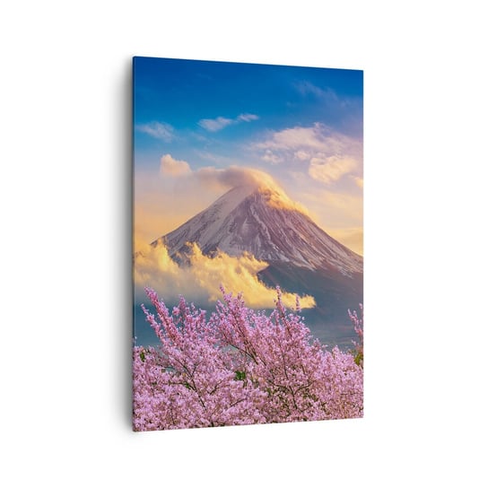 Obraz na płótnie - Japońska świętość - 70x100cm - Krajobraz Fudżi Wulkan - Nowoczesny foto obraz w ramie do salonu do sypialni ARTTOR ARTTOR
