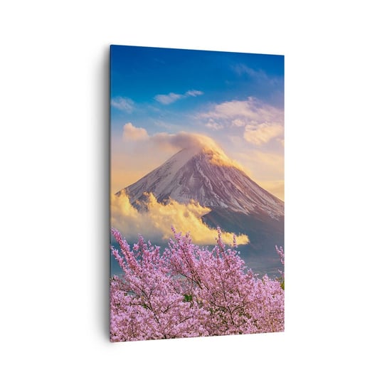Obraz na płótnie - Japońska świętość - 80x120cm - Krajobraz Fudżi Wulkan - Nowoczesny obraz na ścianę do salonu do sypialni ARTTOR ARTTOR