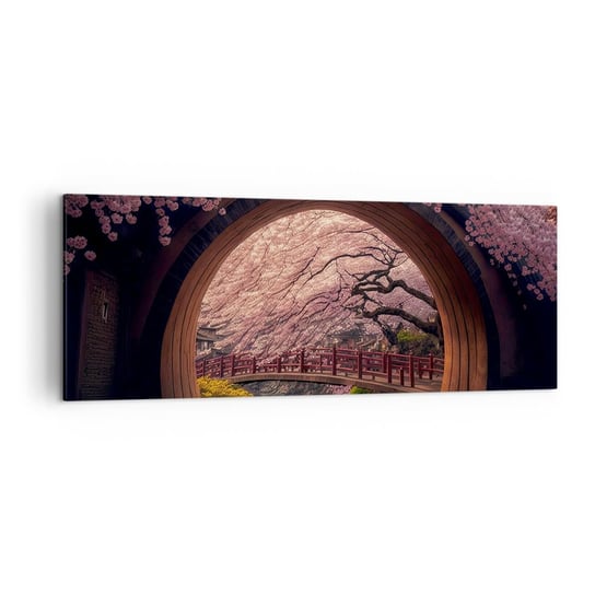 Obraz na płótnie - Japońska wiosna - 140x50cm - Most Japonia Wiśnia Japońska - Nowoczesny Canvas obraz do salonu do sypialni ARTTOR ARTTOR