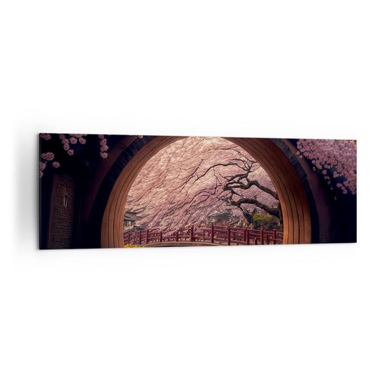 Obraz na płótnie - Japońska wiosna - 160x50cm - Most Japonia Wiśnia Japońska - Nowoczesny foto obraz w ramie do salonu do sypialni ARTTOR ARTTOR