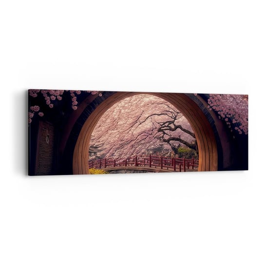 Obraz na płótnie - Japońska wiosna - 90x30cm - Most Japonia Wiśnia Japońska - Nowoczesny Canvas obraz do salonu do sypialni ARTTOR ARTTOR