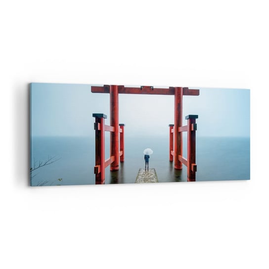 Obraz na płótnie - Japońska zaduma - 120x50cm - Azja Świątynia Hakone Japonia - Nowoczesny obraz na ścianę do salonu do sypialni ARTTOR ARTTOR