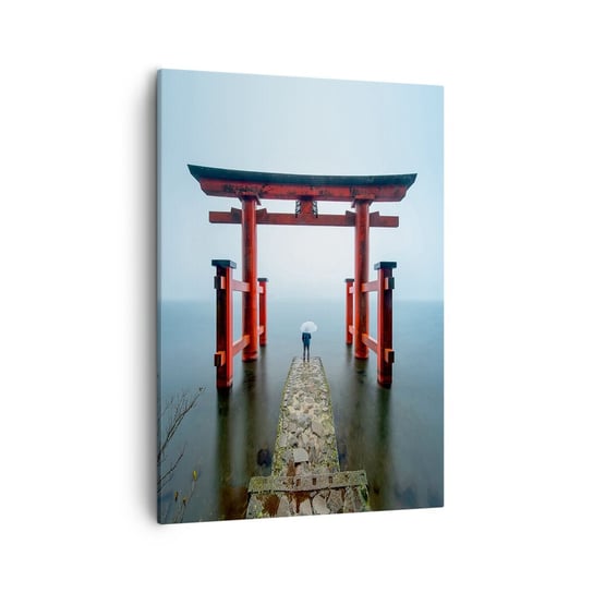 Obraz na płótnie - Japońska zaduma - 50x70cm - Azja Świątynia Hakone Japonia - Nowoczesny Canvas obraz do salonu do sypialni ARTTOR ARTTOR