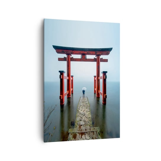 Obraz na płótnie - Japońska zaduma - 70x100cm - Azja Świątynia Hakone Japonia - Nowoczesny foto obraz w ramie do salonu do sypialni ARTTOR ARTTOR