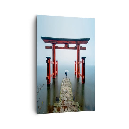 Obraz na płótnie - Japońska zaduma - 80x120cm - Azja Świątynia Hakone Japonia - Nowoczesny obraz na ścianę do salonu do sypialni ARTTOR ARTTOR