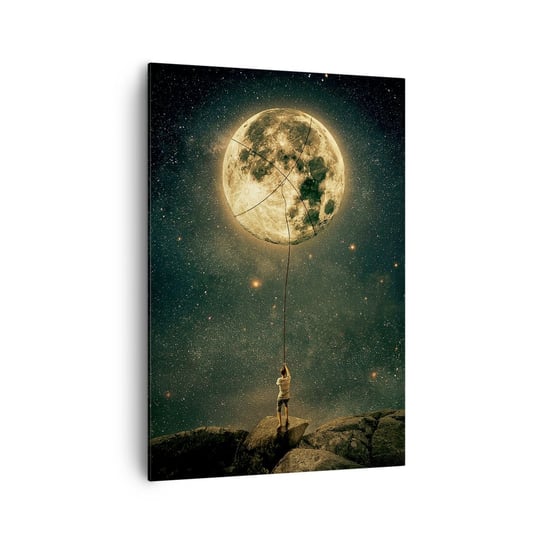 Obraz na płótnie - Jeden taki, co ukradł Księżyc - 70x100cm - Księżyc Gwiazdy Fantazja - Nowoczesny foto obraz w ramie do salonu do sypialni ARTTOR ARTTOR