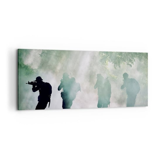 Obraz na płótnie - Jeden za wszystkich… - 100x40cm - Żołnierz Broń Karabin - Nowoczesny foto obraz w ramie do salonu do sypialni ARTTOR ARTTOR