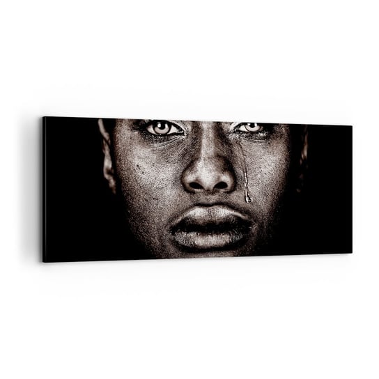 Obraz na płótnie - Jedna łza - 100x40cm - Twarz Kobiety Portret Kobiety Afryka - Nowoczesny foto obraz w ramie do salonu do sypialni ARTTOR ARTTOR