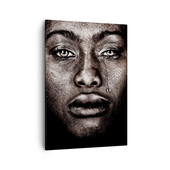 Obraz na płótnie - Jedna łza - 50x70cm - Twarz Kobiety Portret Kobiety Afryka - Nowoczesny Canvas obraz do salonu do sypialni ARTTOR ARTTOR