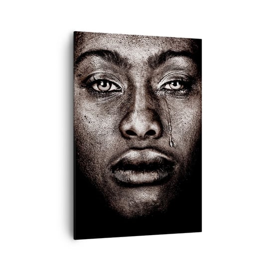 Obraz na płótnie - Jedna łza - 70x100cm - Twarz Kobiety Portret Kobiety Afryka - Nowoczesny foto obraz w ramie do salonu do sypialni ARTTOR ARTTOR