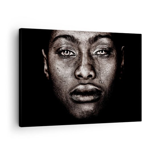 Obraz na płótnie - Jedna łza - 70x50cm - Twarz Kobiety Portret Kobiety Afryka - Nowoczesny Canvas obraz do salonu do sypialni ARTTOR ARTTOR