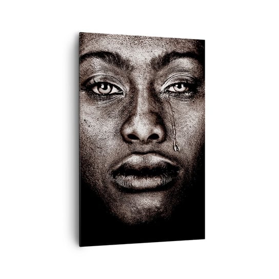 Obraz na płótnie - Jedna łza - 80x120cm - Twarz Kobiety Portret Kobiety Afryka - Nowoczesny obraz na ścianę do salonu do sypialni ARTTOR ARTTOR