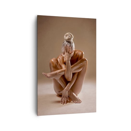 Obraz na płótnie - Jedność ciała i ducha - 80x120cm - Ciało Kobieta Modelka - Nowoczesny obraz na ścianę do salonu do sypialni ARTTOR ARTTOR