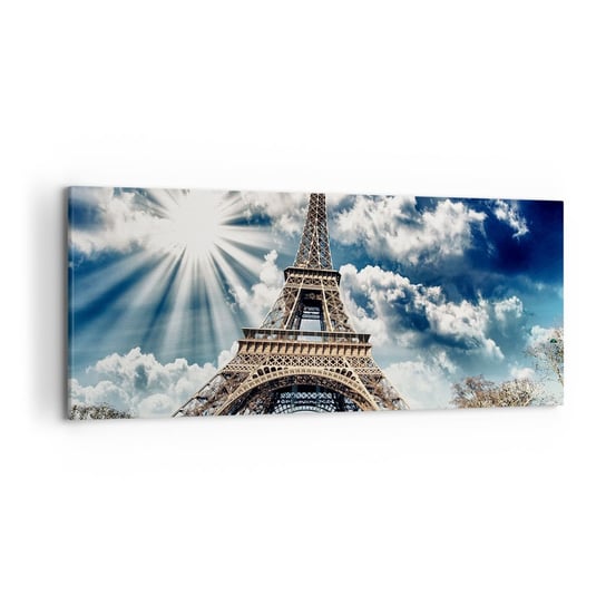 Obraz na płótnie - Jedyna taka pod słońcem - 120x50cm - Wieża Eiffla Paryż Architektura - Nowoczesny obraz na ścianę do salonu do sypialni ARTTOR ARTTOR