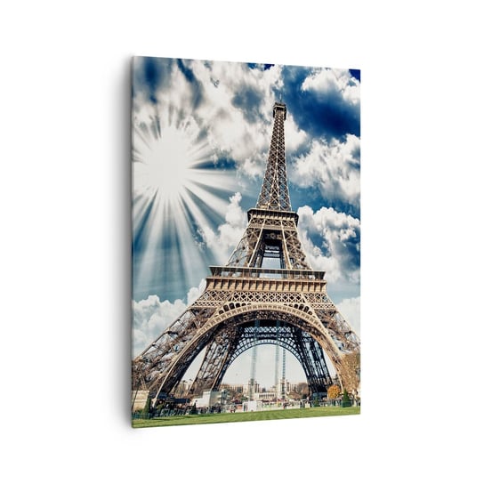 Obraz na płótnie - Jedyna taka pod słońcem - 70x100cm - Wieża Eiffla Paryż Architektura - Nowoczesny foto obraz w ramie do salonu do sypialni ARTTOR ARTTOR