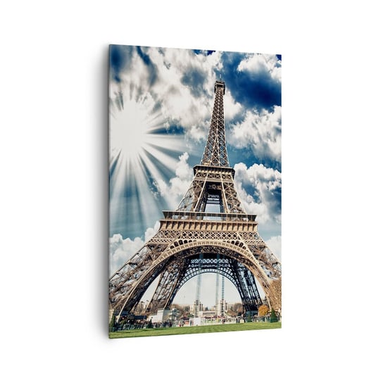 Obraz na płótnie - Jedyna taka pod słońcem - 80x120cm - Wieża Eiffla Paryż Architektura - Nowoczesny obraz na ścianę do salonu do sypialni ARTTOR ARTTOR