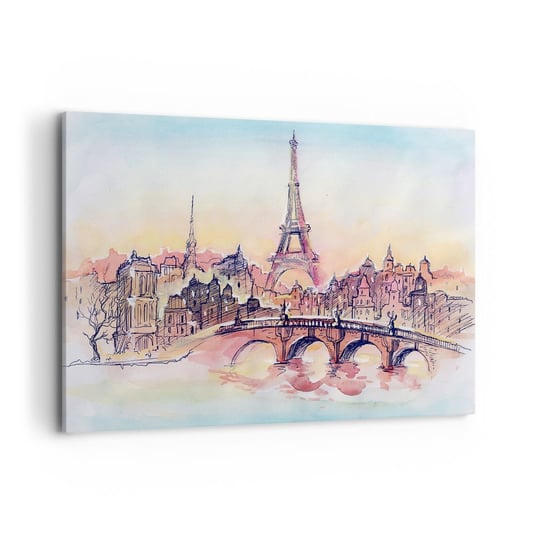 Obraz na płótnie - Jedyne takie miasto w świecie - 120x80cm - Miasto Wieża Eiffla Paryż - Nowoczesny obraz na ścianę do salonu do sypialni ARTTOR ARTTOR
