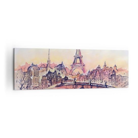 Obraz na płótnie - Jedyne takie miasto w świecie - 160x50cm - Miasto Wieża Eiffla Paryż - Nowoczesny foto obraz w ramie do salonu do sypialni ARTTOR ARTTOR