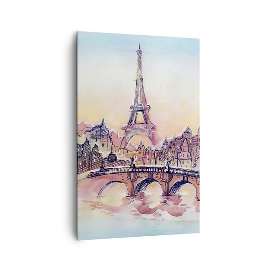 Obraz na płótnie - Jedyne takie miasto w świecie - 80x120cm - Miasto Wieża Eiffla Paryż - Nowoczesny obraz na ścianę do salonu do sypialni ARTTOR ARTTOR