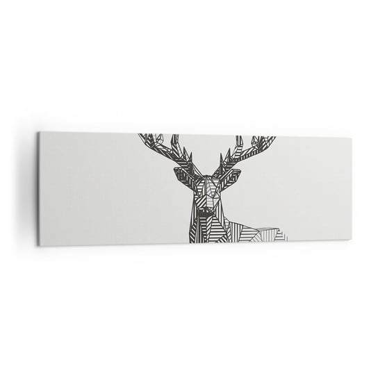 Obraz na płótnie - Jeleń w kubistycznym stylu - 160x50cm - Abstrakcja Jeleń Zwierzęta - Nowoczesny foto obraz w ramie do salonu do sypialni ARTTOR ARTTOR