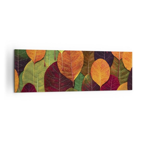 Obraz na płótnie - Jesienna mozaika - 160x50cm - Grafika Kolorowe Liście Sztuka - Nowoczesny foto obraz w ramie do salonu do sypialni ARTTOR ARTTOR