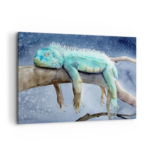 Obraz na płótnie - Jest dobrze! - 100x70cm - Kameleon Zwierzę Lenistwo - Nowoczesny foto obraz w ramie do salonu do sypialni ARTTOR ARTTOR
