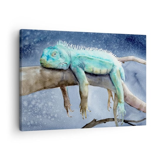 Obraz na płótnie - Jest dobrze! - 70x50cm - Kameleon Zwierzę Lenistwo - Nowoczesny Canvas obraz do salonu do sypialni ARTTOR ARTTOR