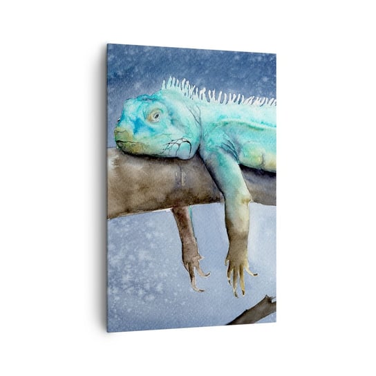 Obraz na płótnie - Jest dobrze! - 80x120cm - Kameleon Zwierzę Lenistwo - Nowoczesny obraz na ścianę do salonu do sypialni ARTTOR ARTTOR