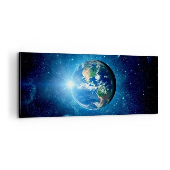 Obraz na płótnie - Jesteśmy w niebie - 100x40cm - Kosmos Planet Ziemia Kula Ziemska - Nowoczesny foto obraz w ramie do salonu do sypialni ARTTOR ARTTOR