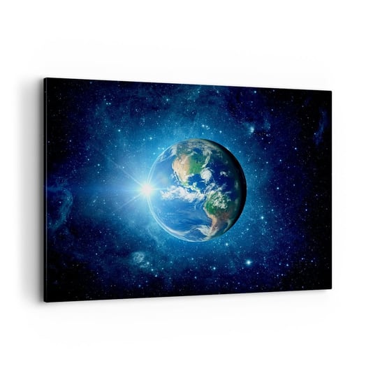Obraz na płótnie - Jesteśmy w niebie - 100x70 cm - Obraz nowoczesny - Kosmos, Planet Ziemia, Kula Ziemska, Gwiazdy Na Niebie, Grafika - AA100x70-2943 ARTTOR