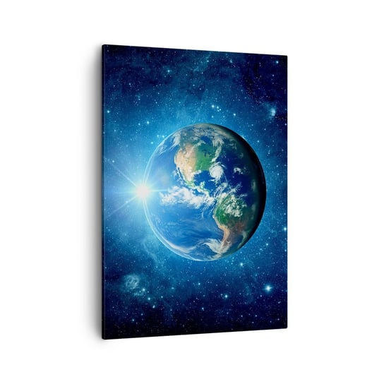 Obraz na płótnie - Jesteśmy w niebie - 50x70cm - Kosmos Planet Ziemia Kula Ziemska - Nowoczesny Canvas obraz do salonu do sypialni ARTTOR ARTTOR