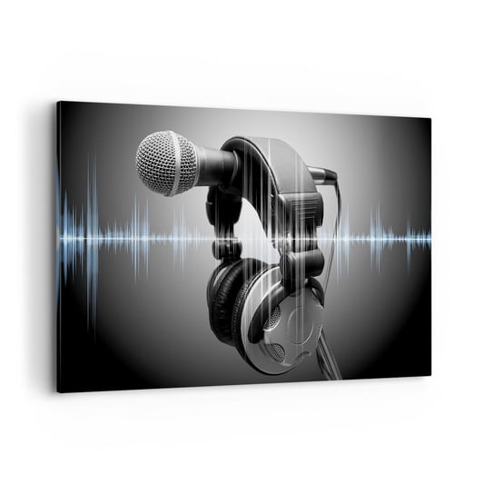 Obraz na płótnie - Jeszcze słychać śpiew - 120x80cm - Mikrofon Słuchawki Muzyczne Muzyka - Nowoczesny obraz na ścianę do salonu do sypialni ARTTOR ARTTOR