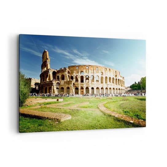 Obraz na płótnie - Jeszcze słychać szczęk broni - 100x70cm - Koloseum Rzym Architektura - Nowoczesny foto obraz w ramie do salonu do sypialni ARTTOR ARTTOR