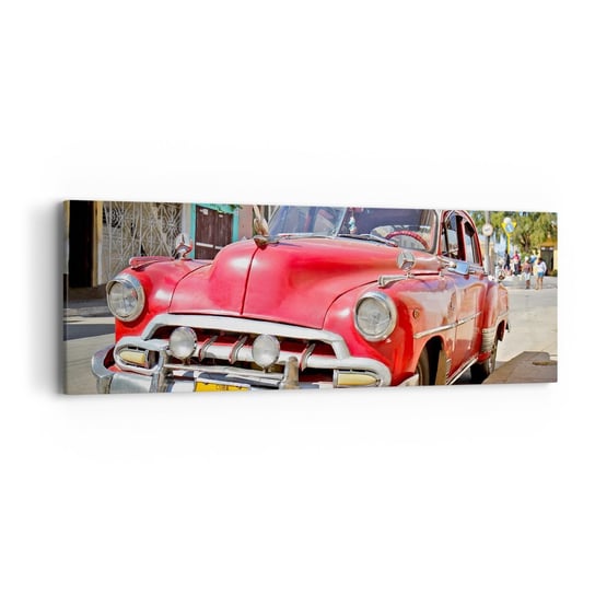Obraz na płótnie - Jeszcze tylko na Kubie - 90x30cm - Motoryzacja Samochód Vintage Architektura - Nowoczesny Canvas obraz do salonu do sypialni ARTTOR ARTTOR