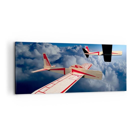 Obraz na płótnie - Jeszcze wyżej, jeszcze dalej - 100x40cm - Samolot Szybowiec Chmury - Nowoczesny foto obraz w ramie do salonu do sypialni ARTTOR ARTTOR