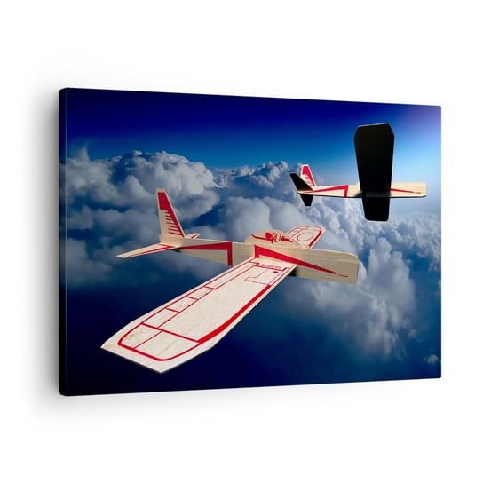 Obraz na płótnie - Jeszcze wyżej, jeszcze dalej - 70x50cm - Samolot Szybowiec Chmury - Nowoczesny Canvas obraz do salonu do sypialni ARTTOR ARTTOR
