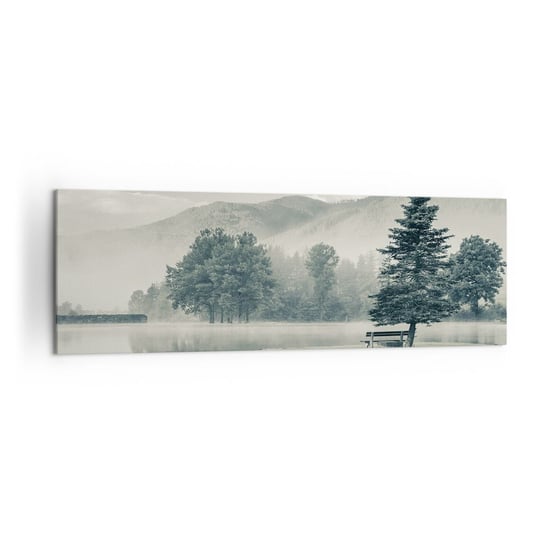 Obraz na płótnie - Jezioro jeszcze śpi - 160x50cm - Krajobraz Góry  Jezioro - Nowoczesny foto obraz w ramie do salonu do sypialni ARTTOR ARTTOR