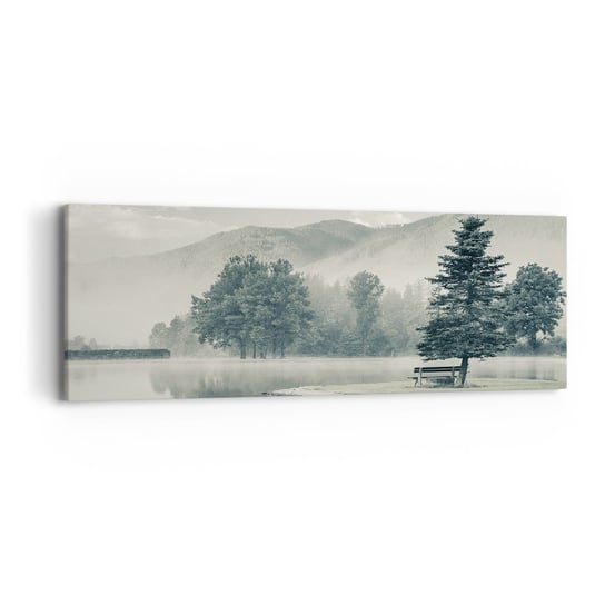 Obraz na płótnie - Jezioro jeszcze śpi - 90x30cm - Krajobraz Góry  Jezioro - Nowoczesny Canvas obraz do salonu do sypialni ARTTOR ARTTOR